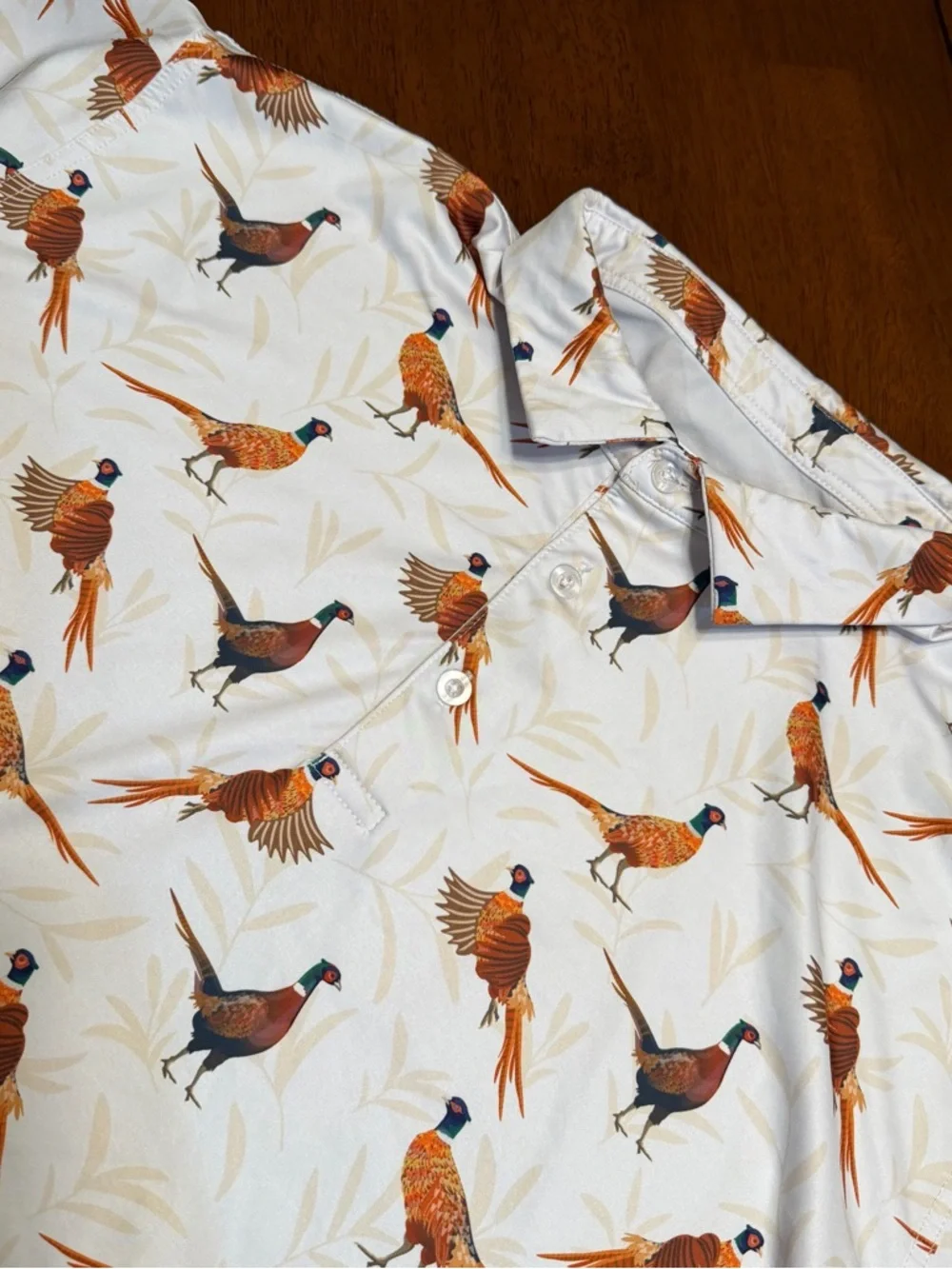 Waggle Polo Shirt Mens 2XL Hunting Pheasant Print Performance Stretch Golf AOP - Picture 1 of 7